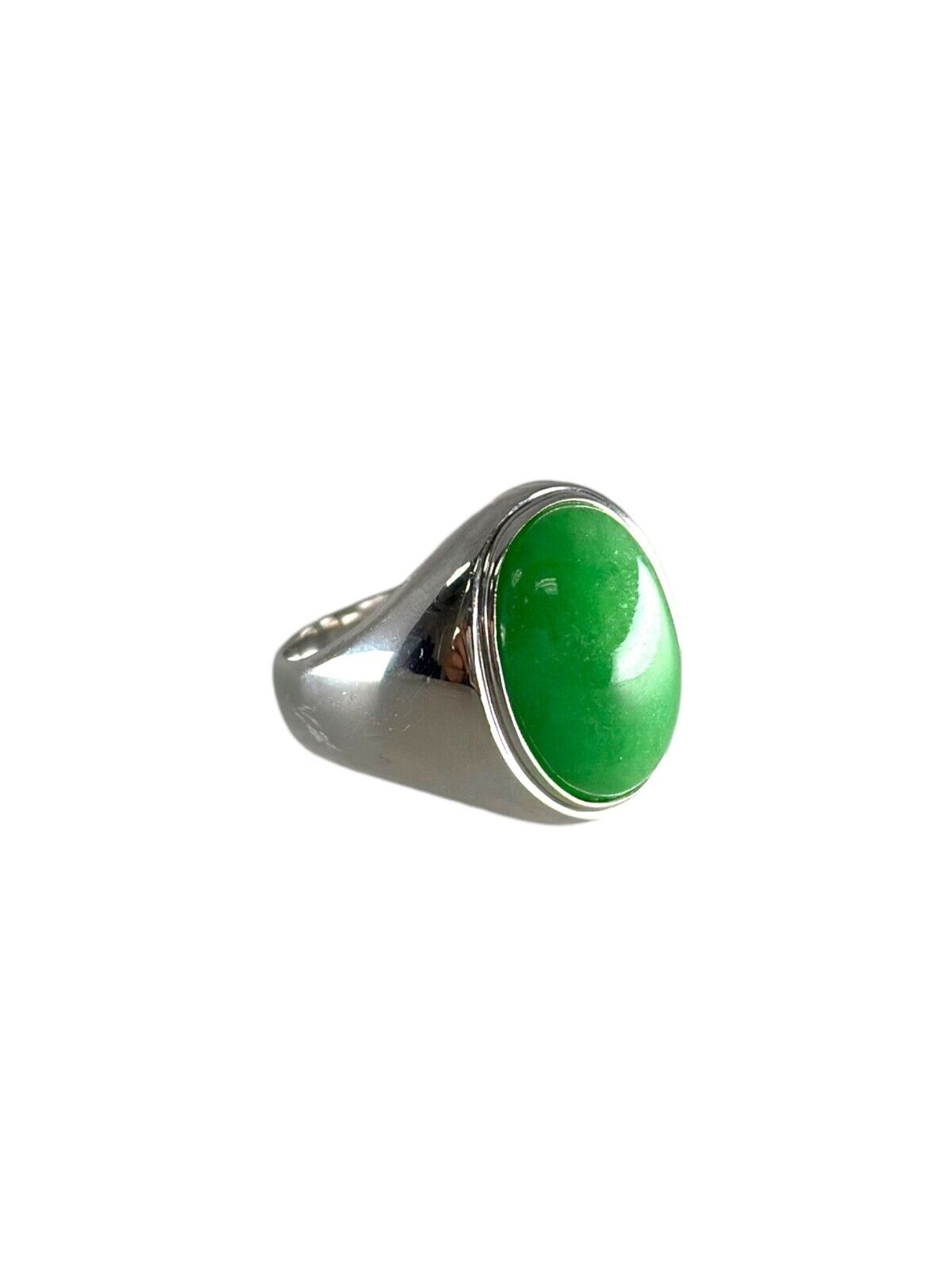 .925 Sterling Silver Natural Oval Jade RING