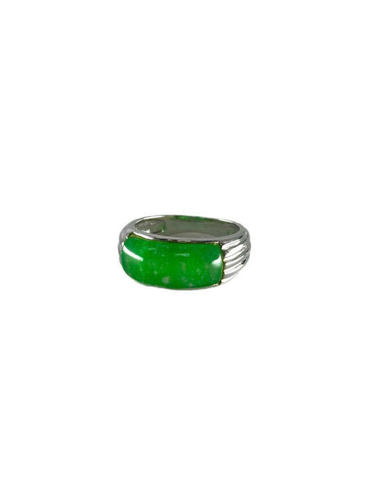 .925 Sterling Silver Natural Jade RING