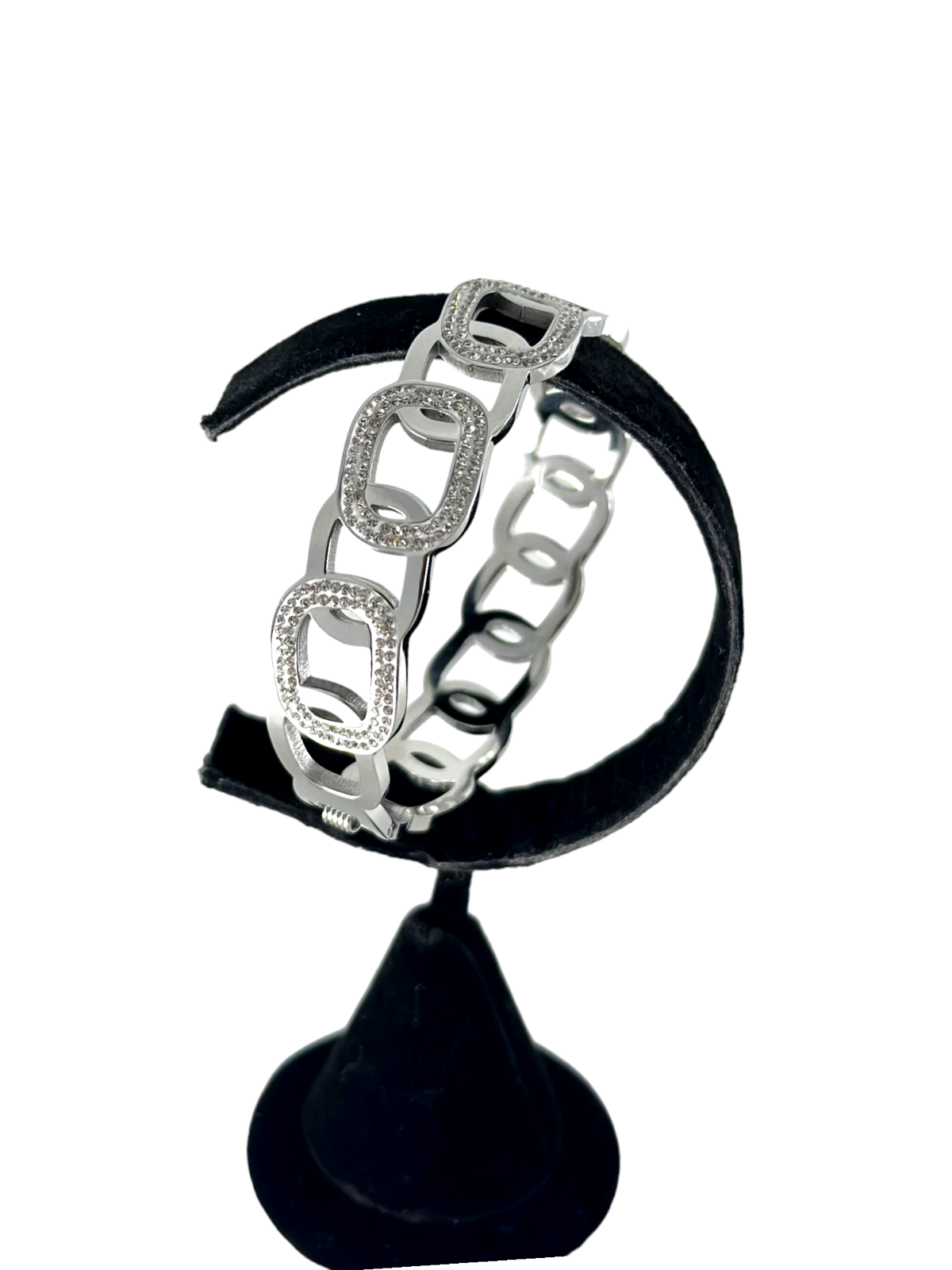 Stainless Steel CZ Geometric Hollow Out  Bangle For Women