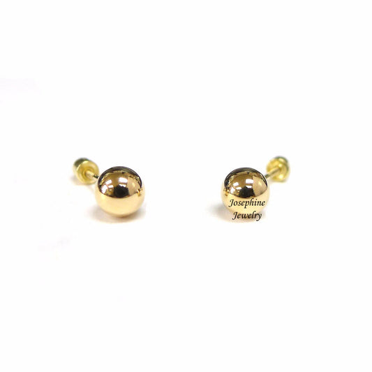 14k Gold Yellow Bead Ball Screwed Back Stud Earrings 2mm-8mm