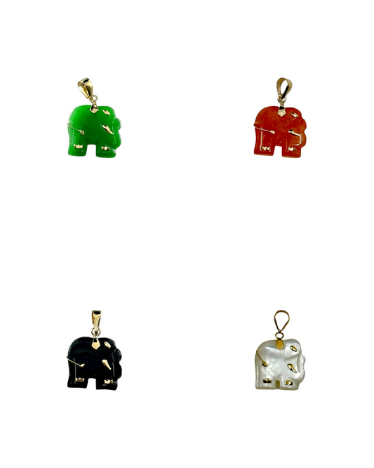 14k Solid Gold  Lucky Elephant Pendant