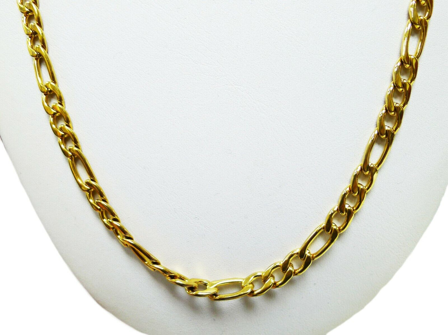 Stainless Steel Yellow Gold Color Figaro Link Chain Necklace 6MM Width up to 28"