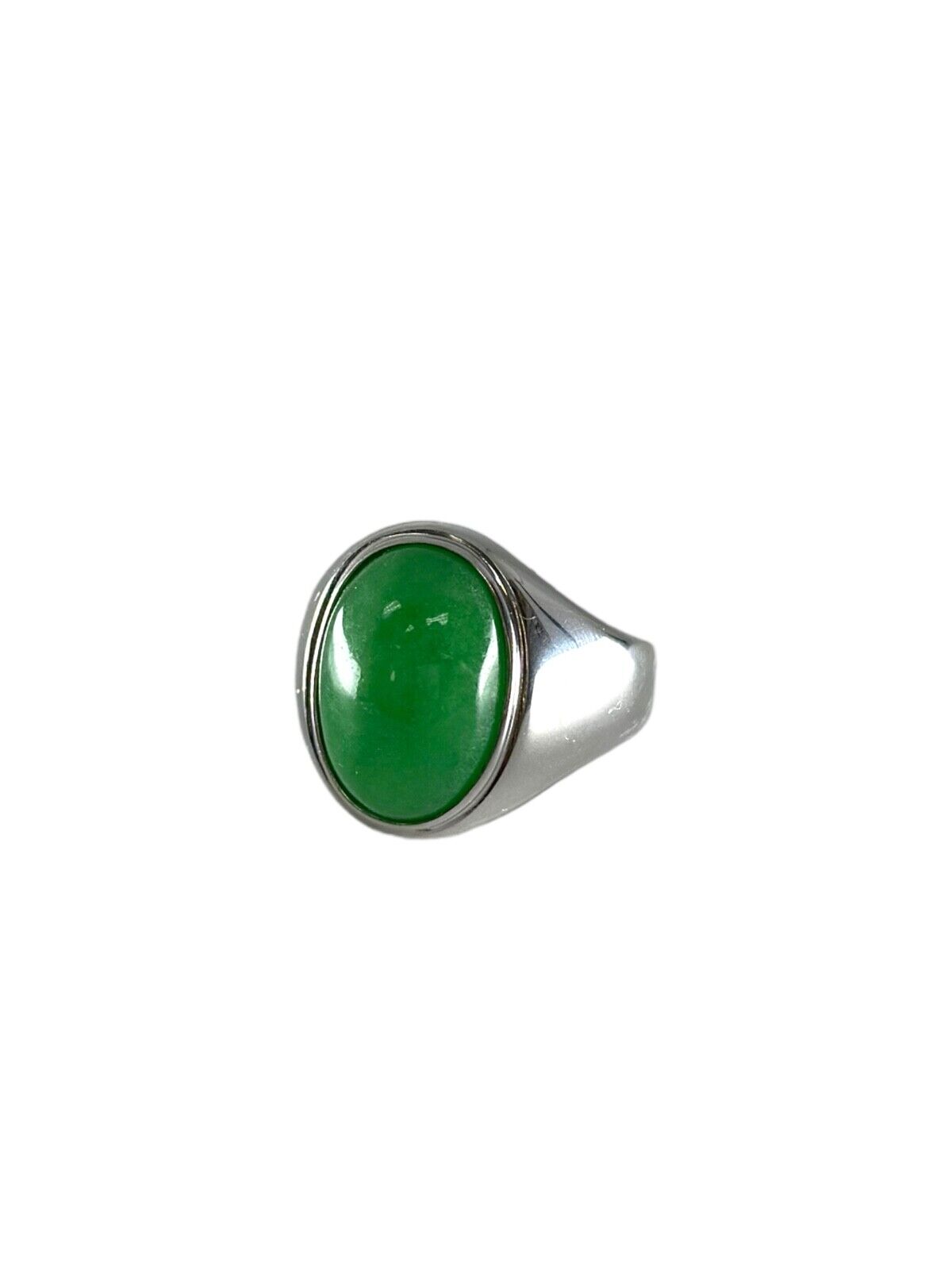 .925 Sterling Silver Natural Oval Jade RING
