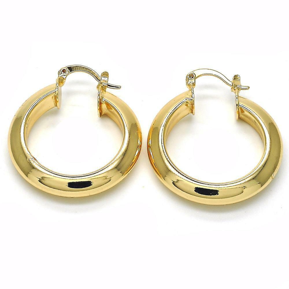 14K Gold Filled Small Medium Large Round Hoop Earrings 30mm-70mm