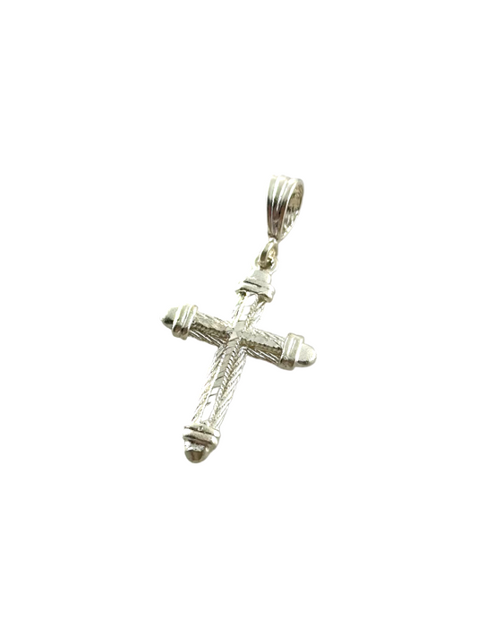 925 Sterling Silver Carved Cross Pendant