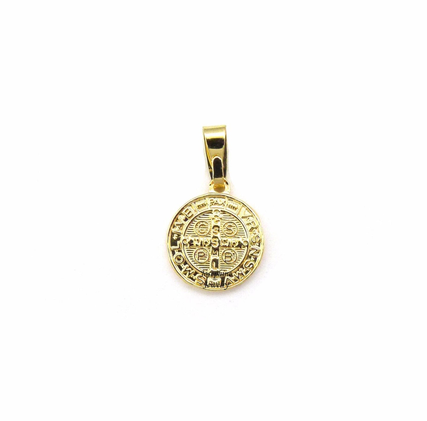 14k Gold Plated San Benito Saint Benedict Small Medal Charm Pendant