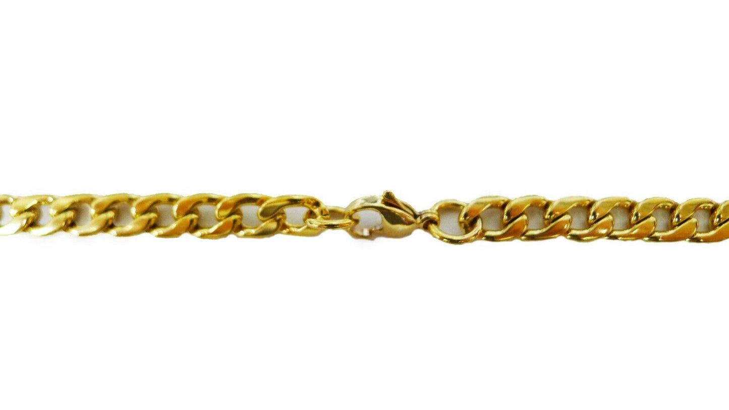 Stainless Steel Yellow Gold Color Cuban Link Chain