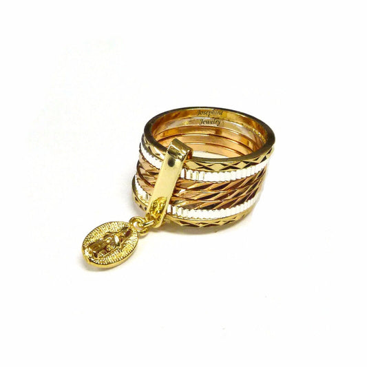 14k Gold Plated Virgen de Guadalupe 7 Days Semanario Ring Size 6-11
