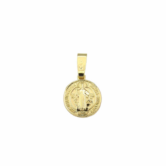14k Gold Plated San Benito Saint Benedict Small Medal Charm Pendant