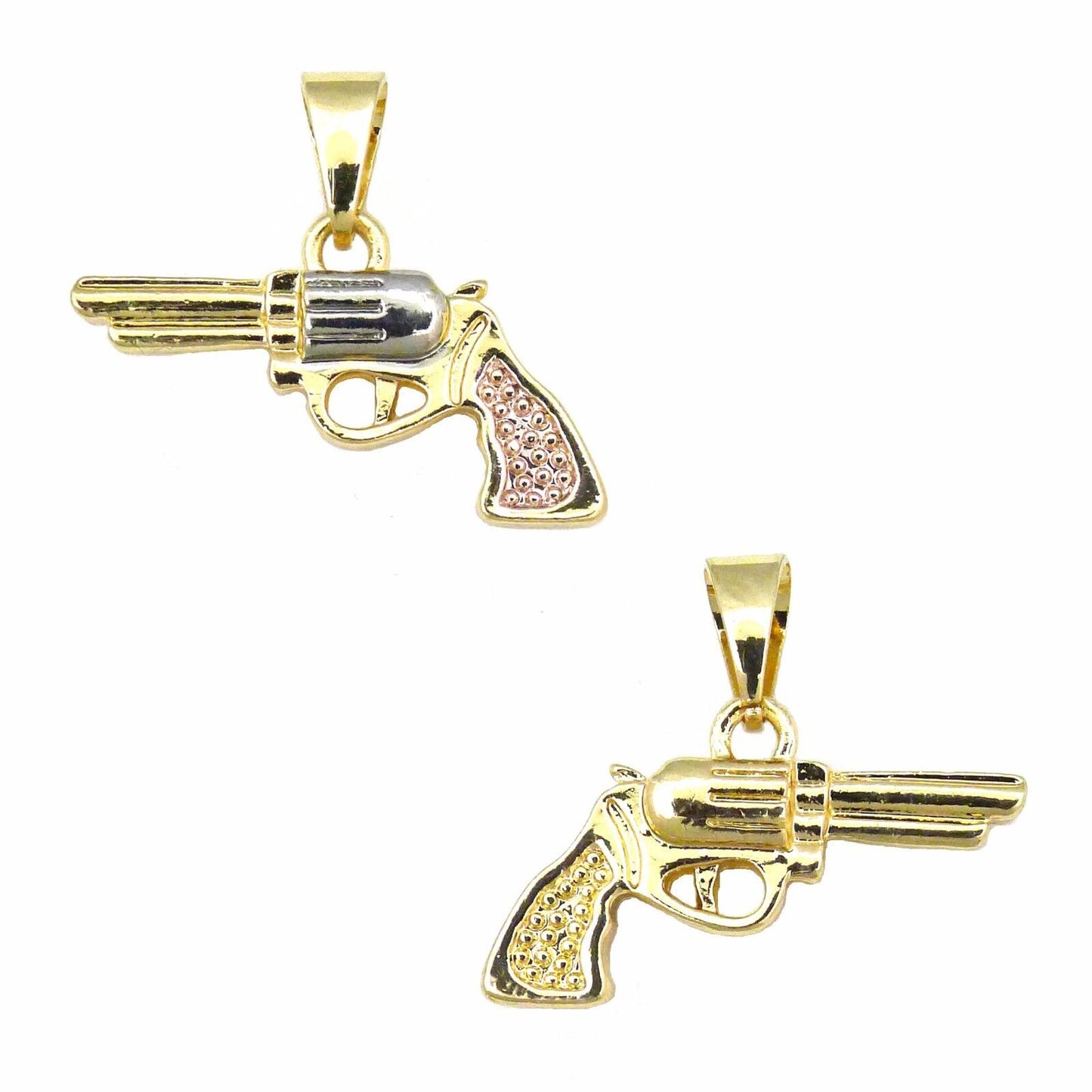 14k Gold Plated Revolver Pistol Handgun Small Charm Pendant