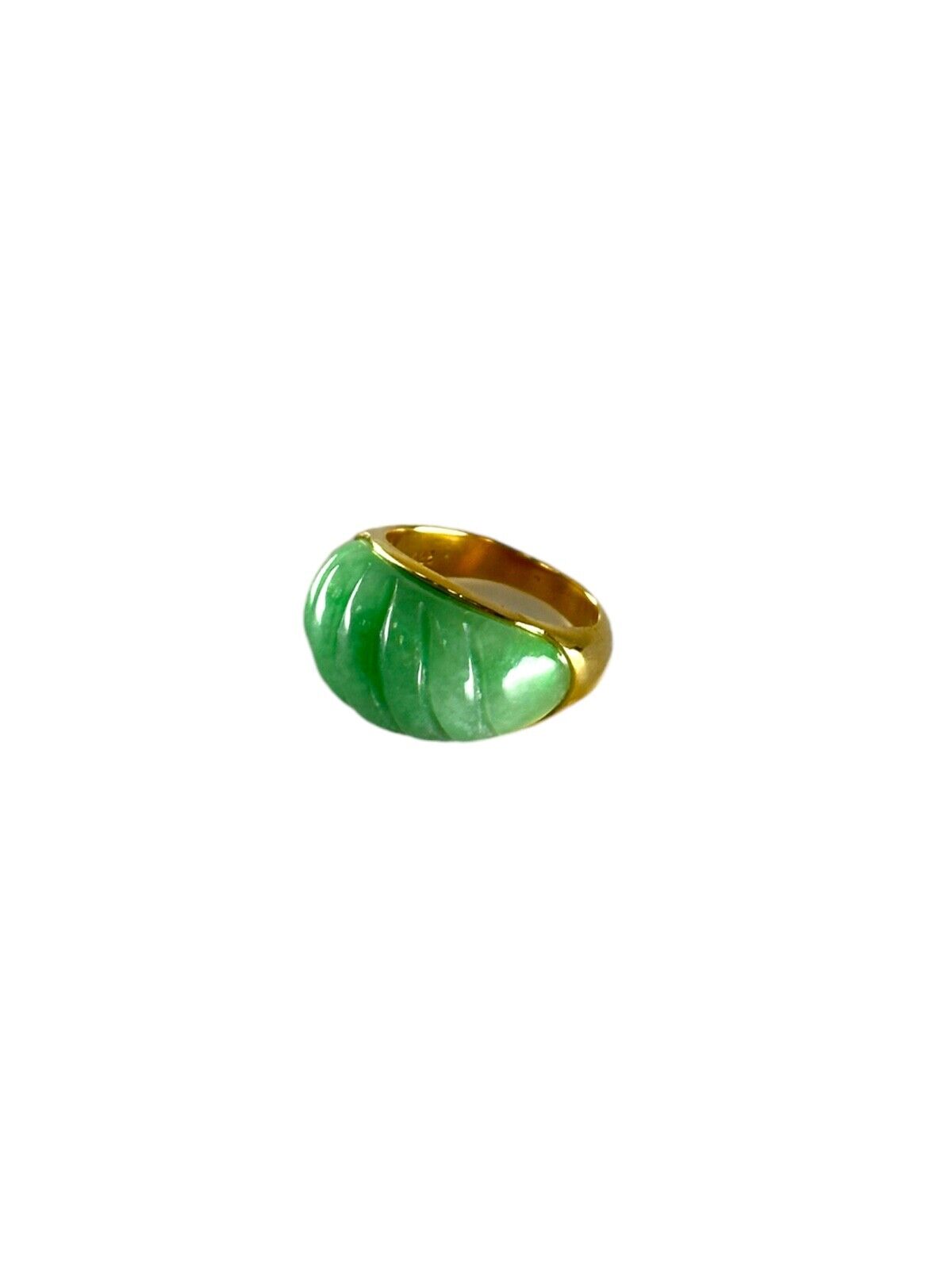 .925 Sterling Silver 14k Gold Plated Natural Jade Ring